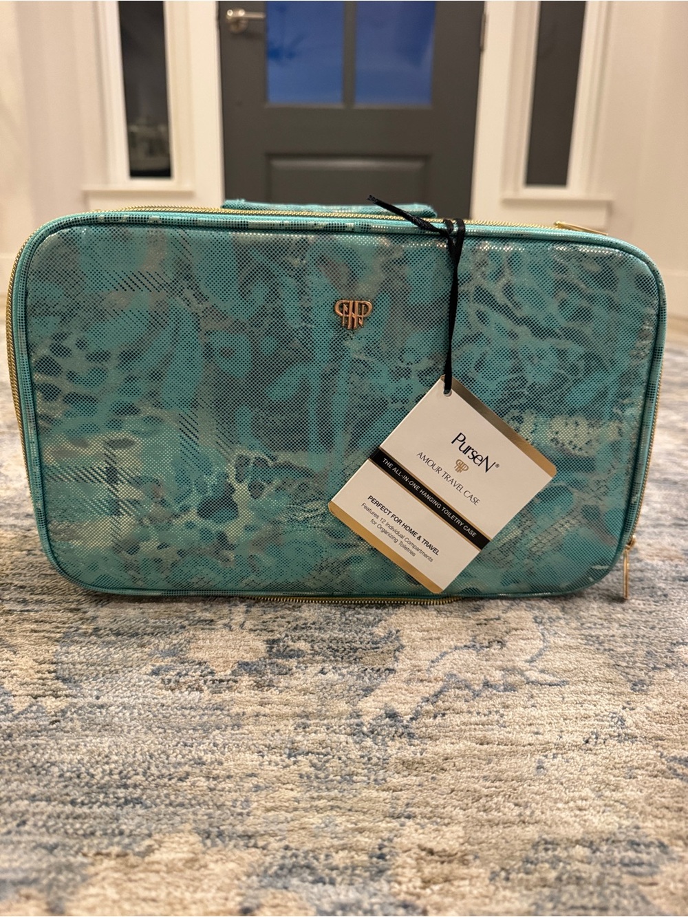 PurseN Amour Travel Case - Teal Python Snakesin Print - Picture 3 of 12
